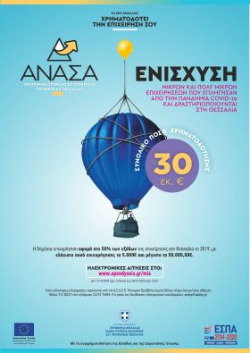 Περίληψη της πρόσκλησης για τη δράση "Ενίσχυση μικρών και πολύ μικρών επιχειρήσεων που επλήγησαν από τον Covid-19 στην Περιφέρεια Θεσσαλίας"