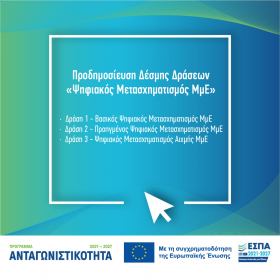 Προδημοσίευση δέσμης Δράσεων «Ψηφιακός Μετασχηματισμός ΜμΕ»