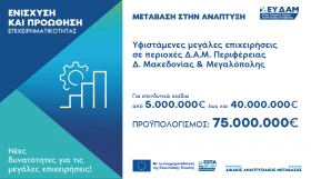 Πρόσκληση υποβολής αιτήσεων χρηματοδότησης στη Δράση «Ενίσχυση επενδυτικών σχεδίων παραγωγικών επενδύσεων υφιστάμενων μεγάλων επιχειρήσεων που υλοποιούνται στις ηπειρωτικές περιοχές ΕΣΔΙΜ»